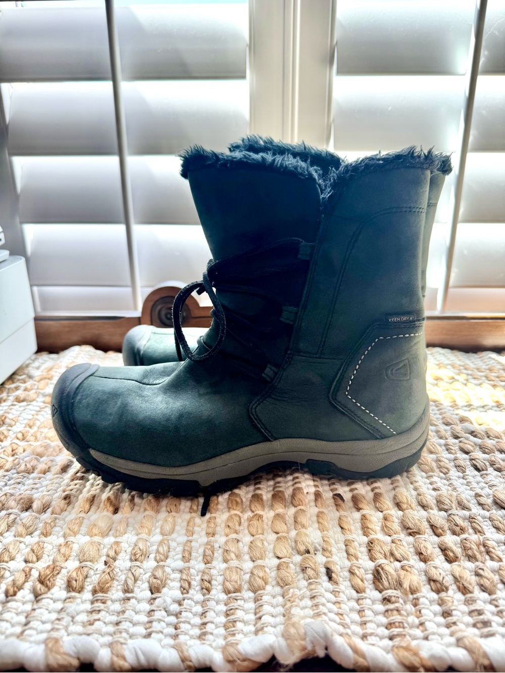 Keen Waterproof Faux furLined Winter Boots in Black/Gray